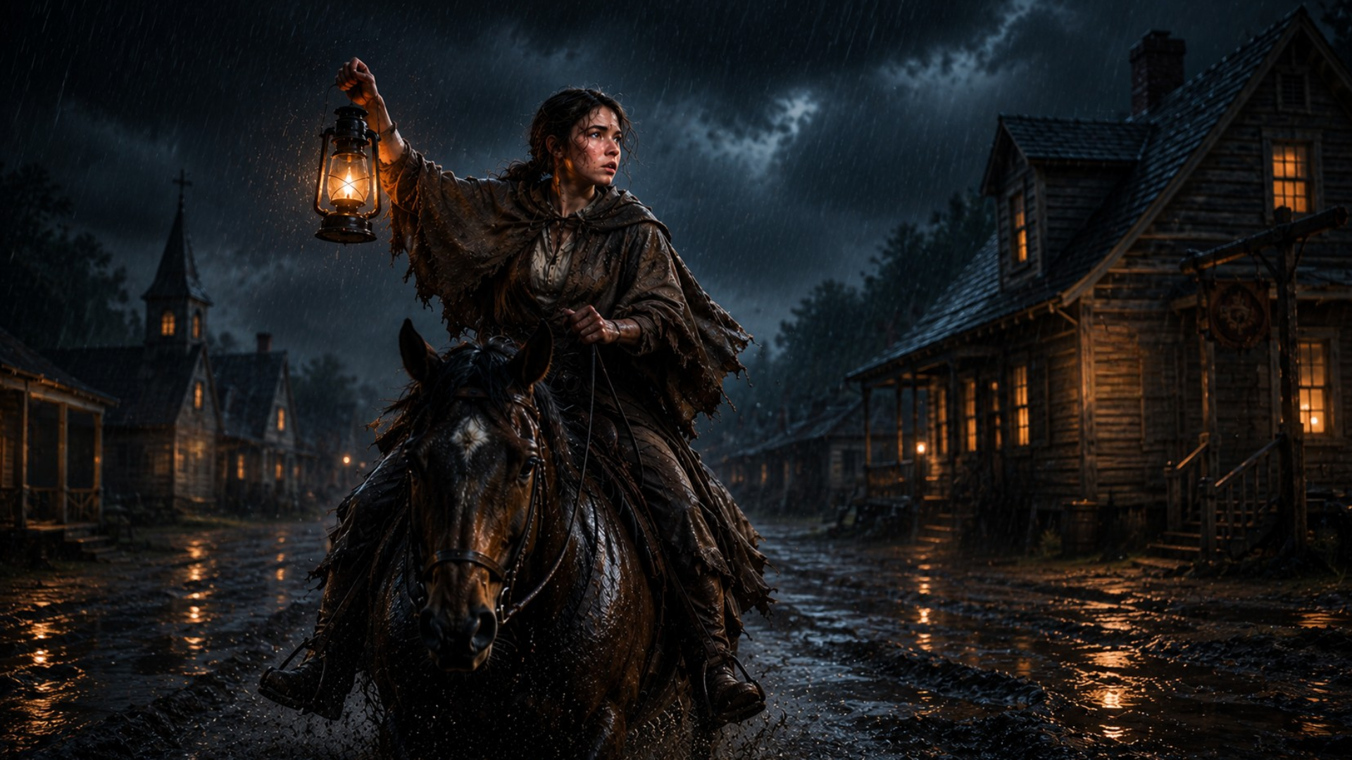 Sybil Ludington riding by lantern light